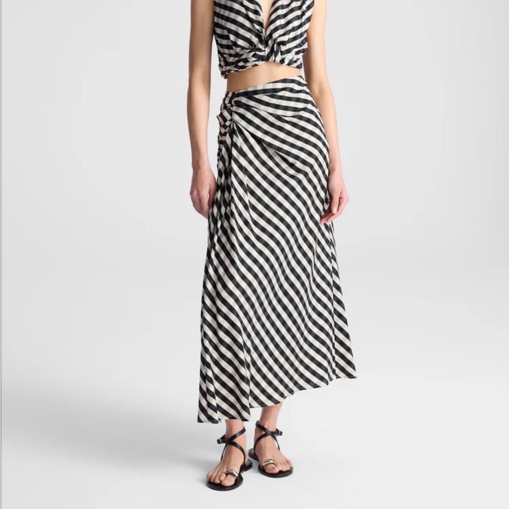 A.L.C. Jean Gingham Midi Skirt Sz US 4